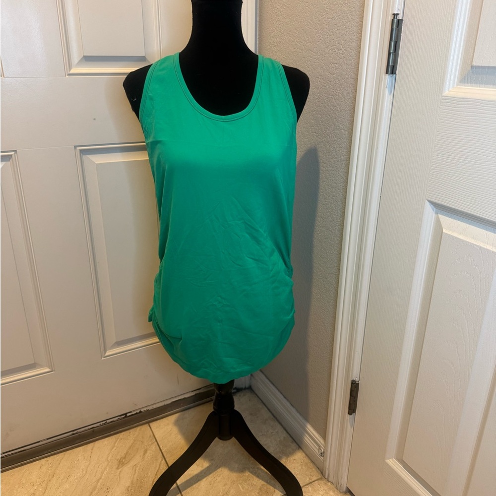 Athleta sea Green Women's Sleeveless Tank Top ruched sides size XL